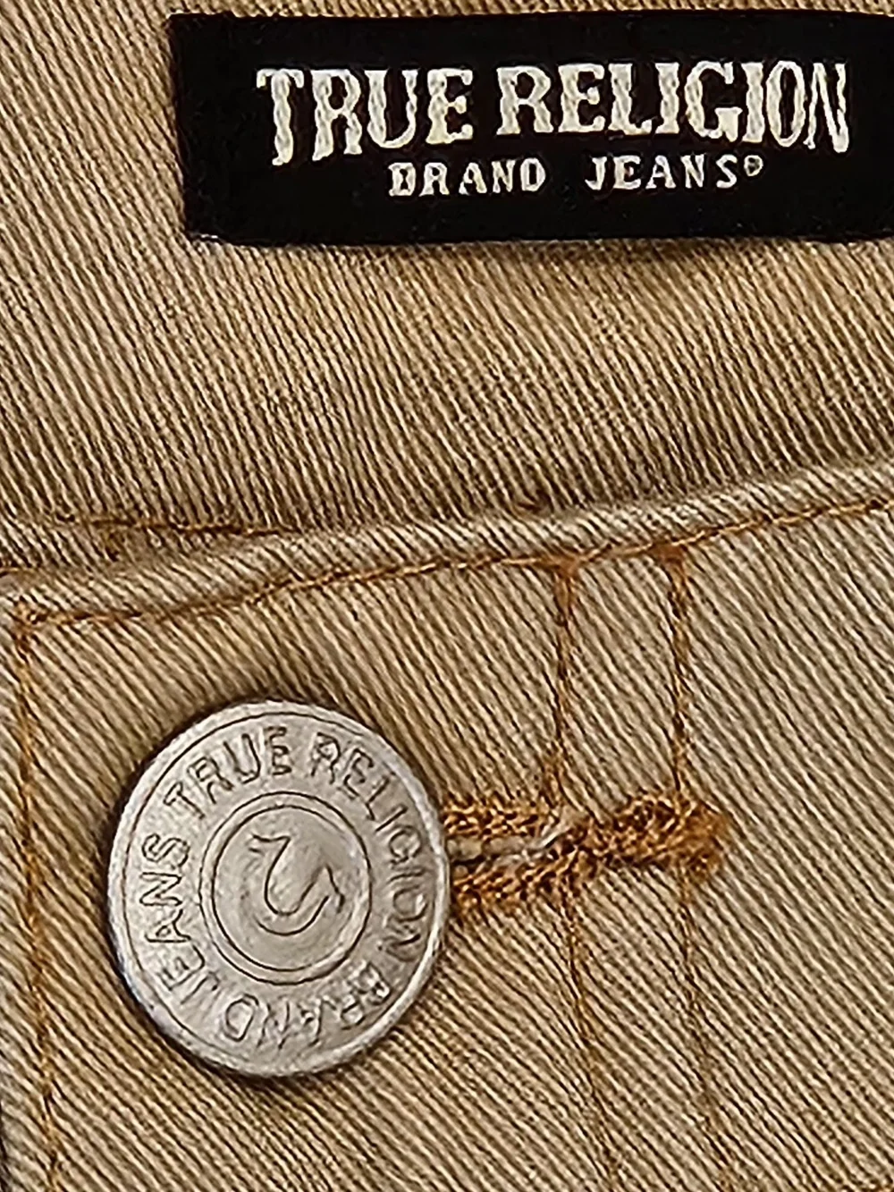 True Religion Men's Cargo Pants Size 31 Khaki Beige Khakis Embroidered Pockets - Picture 11 of 16